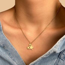 Pendant Necklaces Stainless Steel Three Five-pointed Stars Collar Chain Fashion Necklace For Women Jewellery Party Friends Gifts