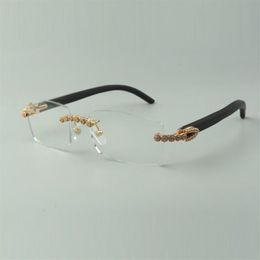 Designer bouquet diamond glasses Frames 3524012 with black wood temples and 56mm lens for unisex218z