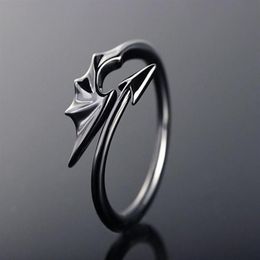 Cluster Rings Punk Style Titanium Brass Koakuma Little Devil Dragon Gothic Evil Vampire Open Ring Party Jewellery Accessories For Me289N