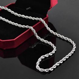 KASANIER 4MM width 16inch-24inch Silver Rope Chains Necklace silver fashion Jewellery high quality 243T