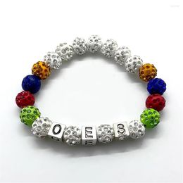 Strand Fashion Order Of The Eastern Star Society Logo OES Alphabet Charm Tag Handmade Bead Bracelet314I