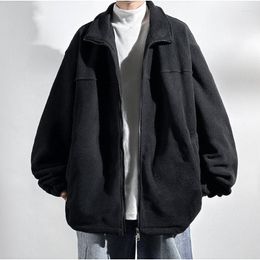 Men's Jackets Autumn Granular Fleece Soft Coat Sweater Parkas Loose Turtleneck Warm Jacket Korean Fashion Solid Oversized Male 5xl