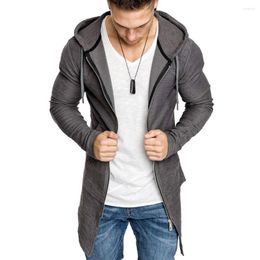 Men's Trench Coats Simple Hoodie Male Slim Mid-length Jacket Zipper Autumn Winter Men Coat For Travel