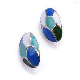 Dangle Earrings 2023 Fashion Enamel Blue Drip Oil Oval Shape Metal Alloy Statement Women Vintage Jewellery