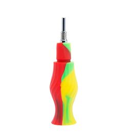 Colorful Silicone Smoking Herb Tobacco Oil Rigs Filter Mouthpiece Tips Portable Innovative Waterpipe Bong Bubbler 10MM Male Nails Straw Cigarette Holder