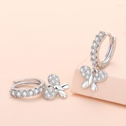 Dangle Earrings 2023 S925 Sterling Silver Mini Butterfly Zircon Drop For Women Fashion Wedding Gift Jewelry
