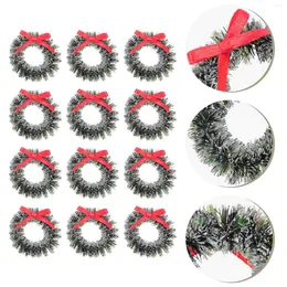 Decorative Flowers 20 Pcs Christmas Wreath Mini Garland Toy Window Decorations Napkin Ring Artificial Iron Faux Greenery Wreaths For Front