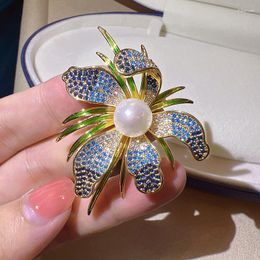 Brooches MeibaPJ 9-10mm Natural White Pearl Peony Corsage Brooch Fashion Sweater Jewellery For Women Empty Tray