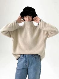 Women's Sweaters Pure Wool Cashmere Sweater High Neck Pullover Fashion Korean Loose Knitwear 2023 Autumn Winter Tops Large Size
