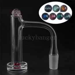 Seamless Welded Bevelled Edge Control Tower Smoking Quartz Banger With Dichro Glass Terp Pearls 16mm OD 6mm Ruby Terp Pearls For Water Bongs Rigs