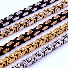 Chains 5/6/8mm Wide 316L Stainless Steel Byzantine Box Chain Polishing Shine Surface Necklace Fashion Jewelry For Men Women 7-40inch