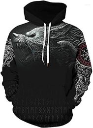 Men's Hoodies 2023 Man's Viking Tattoo Norse Mythology Graphic 3D Printed Hoodie Pullover Sweater Harajuku Men Clothing