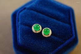 Stud Earrings JHY Solid 18k Gold 0.7ct Pakistan Nature Emerald Gemstones Diamonds Studs For Women Fine Jewelry Birthday Presents