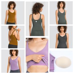 LU-514 Women Gym Clothes Yoga Sports Bra U Back All Match Casual Push Up Tank Crop Tops Running Fitness Workout Vest