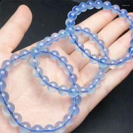 Link Bracelets Natural Aquamarine Bracelet Fashion Gemstone Crystal Jewelry Bangle For Women Healing Bohemia Holiday Gift 1pcs 8/10MM