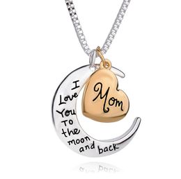 Heart Jewellery Necklace Party Favour I Love You To The Moon And Back Mom Pendants Necklace Mother Day Gift SN6271