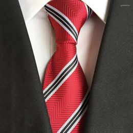 Bow Ties Men Skinny 8CM Red Black White Jacquard Woven Slim Narrow Party Dress Striped Business Necktie Gravatas Tie For Man Work