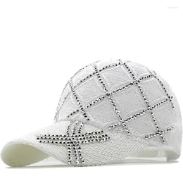 Ball Caps Luxury Sequined Rhinestone Pearl Mesh Baseball Cap For Women Ladies Summer Hat Snapback Hip Hop Hats Bone