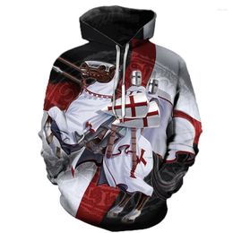 Men's Hoodies Man Sweatshirt 3D Templar Knight Group Print Men/Women Hoody Outwear High Quality Hooded Male Pullovers