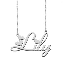 Pendant Necklaces Lily Name Necklace Personalised Women Choker Stainless Steel Gold Plated Alphabet Letter Jewellery For Friends Gift