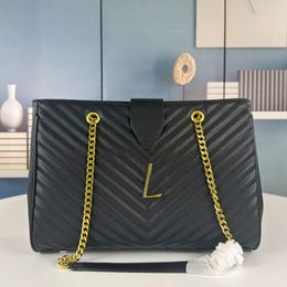 Chain Tote Shopping Bag Caviar Cowhide Leather Classic Handbags Purse Fashion Letters Bottom Nail Internal Zipper Pocket Women Shoulder Bags
