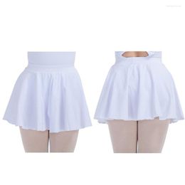 Stage Wear White Cotton/Lycra Side Split Pull-on Dancing Skirts Kids Girls Ballet Dancewear Ladies Dance Costume