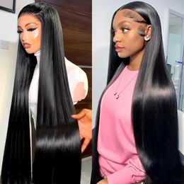 Synthetic s Melodie HD 250 30 40 Inches Transparent 5x5 Glueless Ready to Go Wear Straight 13x6 Lace Frontal Human Hair Front 231007