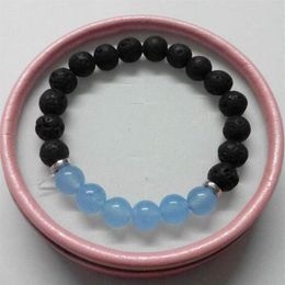 2020 Aquamarine Quartz Lava Yoga Bracelet Healing Crystals Wrist Mala Beads Chakra Jewellery Natural Stone Womens Yoga Brac239E