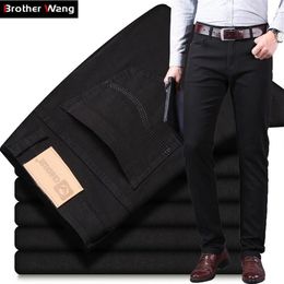 Classic Style Summer Men's Black Jeans Fashion Casual Business Straight Stretch Denim Trousers Male Brand Pants White Khaki263T