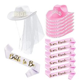 Other Event Party Supplies Pink/White Bride to Be Satin Sash Denim Hat Wedding Bridal Shower Decor Hen Girls Bachelorette Party Supplies Bridesmaid Gifts 231007