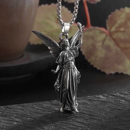 Pendant Necklaces Vintage Statue of Liberty Pendant Mythical Angel Wings Necklace Men's Women's Birthday Party Trendy Jewelry Gift Accessories x1009