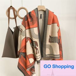 Quality Shawl Outer Match Korean Style All-Matching Thick Warm Office Air-Conditioned Room Cloak European and American Style Double-Sided Cashmere Scarfs for Women