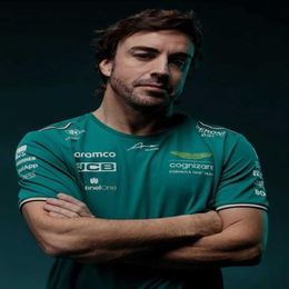 Aston Martin 2023 F1 Team T-shirts Spanish Racing Driver Fernando Alonso 14 and Stroll 18 Oversized279j