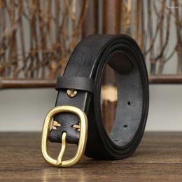 Belts 2.8CM Width Women Genuine Leather Belt For Female Strap Casual All-match Ladies Copper Buckle Designer High Quality