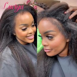 Synthetic s Kinky Straight 4C Edges Natural Hairline Yaki 13x413x6 HD Lace Front Human Hair Curly Baby 5x5 Clre 231007