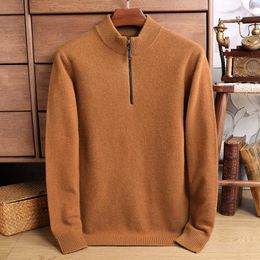 Men's Sweaters Sheep Wool Zipper Clothes Autumn & Winter Thick Sweater Long Sleeve Male Jumper Pure Knitwear Pullovers