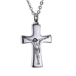 Silver Cross Cremation Keepsake Urn Pendant Necklace for Ash-Funeral Ash Urn Jewellery Memory Locket with Fill Kit304j