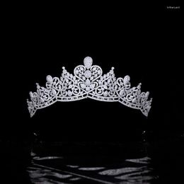 Hair Clips Micro-inlaid Zircon Wedding Crown Elegant Leaves Bridal Tiara Headdress Princess Jewelry Accessories HQ0511