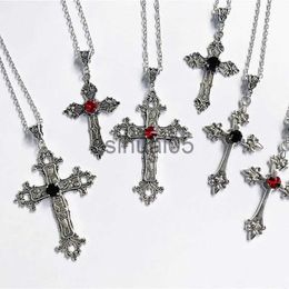 Pendant Necklaces Vintage Cross Pendant Necklace for Women Men Chain Goth Choker Grunge Jewellery Accessories Gothic Male Necklaces Aesthetic Kpop x1009