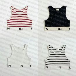 Women Knits Crop Top Letters Jacquard Tank Top Summer Yoga Sport Tops Quick Drying Sleeveless Vest309P