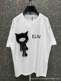 Men's T-Shirts Designer designer Chaopai Sewn Big Eyed Monster Handmade Pin Button Doll Short Sleeve Drop Shoulder Loose Fit Unisex T-shirt 4D9W RYFM