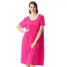 Women's Sleepwear Oversized Short-sleeved Pajamas Dress Female Loose Plus Size Modal Long Sleep Skirt Nightdress Women Big 6XL 7XL