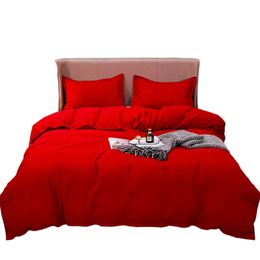 Bedding sets Red Duvet Cover Set Twin Full Queen Guest Room Cosy Microfiber Adults Bed Linen Quilt Comforter Bedclothes 231009