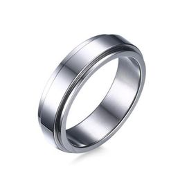 6mm Spinner Ring Men Stainless Steel Double Loop Design Biker Jewelry223o