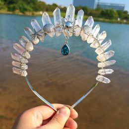 Hair Clips Natural Crystal Colorful Starfish Shell Moon Pendant Dress Cosplay Crown Headband Europe And The United States Style Sal