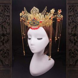 Hair Clips & Barrettes DIY Material Package Chinese Style Wedding Phoenix Crown Bride Headpiece Traditional Coronet Long Tassel Ti278o