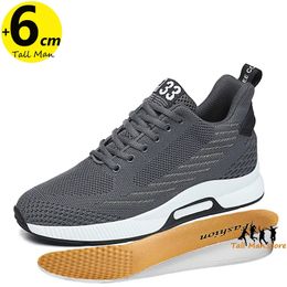 Dress Shoes Sneakers Men Height Increase Insoles 6cm Elevator Shoes Taller Heel Lift 231009