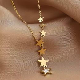 Chains Light Luxury 925 Silver Plating Multip Stars Zircon Pendant Necklace For Women Choker Clavicle Chain Fashion Trend Jewelry Gift