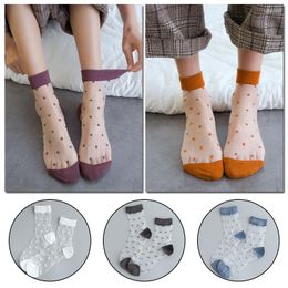 Women Socks Dotted Pattern Transparent Women's Spring Summer Crystal Mesh Low Tube Breathable Thin Short Casual Art Sock