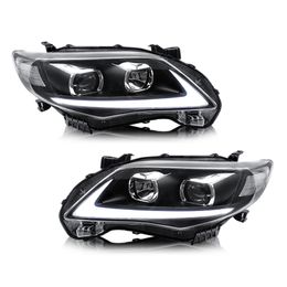 Car LED Headlight Assembly Dynamic Streamer Turn Signal Indicator Head Lamp Daytime Running Light For Toyota Corolla 11-13